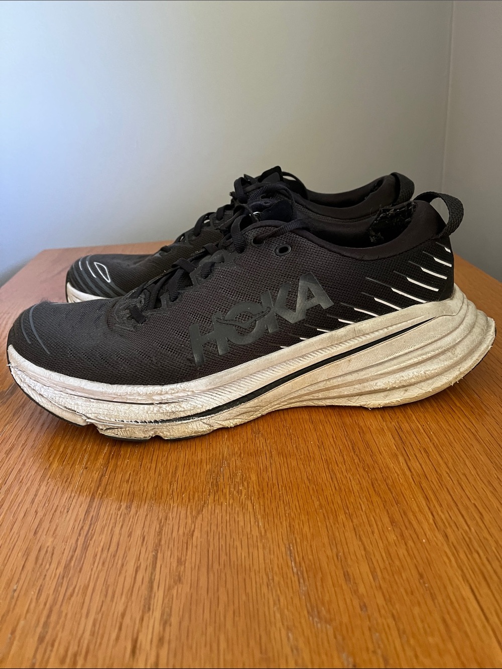 Hoka Black Sneakers with White Soles US 11 - Picture 4 of 8